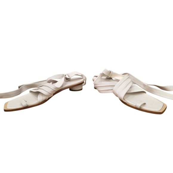 Tibi Miles Ivory Leather Ankle Wrap Sandals 37.5 7.5 - Picture 3 of 6